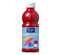 Lefranc Bourgeois Educación, Gouache líquida Redimix, témperas para niños, 500ML Rojo primario, Pinturas para niños y Manualidades