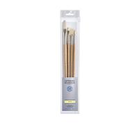 Lefranc Bourgeois Gama Profesional para Óleo - Pincel de Cerda Blanca Extra, Set multiusos de 4 pinceles (Redondo Nº4, lengua de gato Nº14, plano corto Nº8, abanico Nº8)