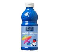 Lefranc Bourgeois Gouache líquida Redimix, témperas para niños, 500ML azul primario, pinturas para niños y manualidades