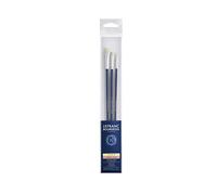 Lefranc Bourgeois Set de 3 pinceles de Cerda - Gama Calidad Fine, Mango Largo (Redondo Nº4, plano Nº8, lengua de gato Nº4)