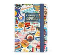 Legami Agenda semanal Travel Stickers 16 meses con bloc, sept 2026-dic 2027, cierre goma, 9,5×13,5 cm