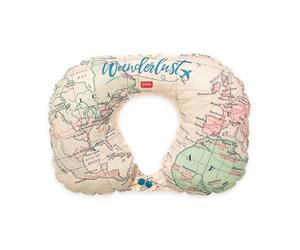 Legami - Almohada Hinchable de Viaje, Cierre de 2 Botones, cómoda, ergonómica, fácil de inflar y desinflar, Funda con mosquetón, de poliéster, 36,5 x 23 cm