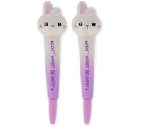 Legami - Bolígrafo de Gel Antiestrés Squeezies, tema Bunny, papelería para escribir Relájate y concéntrate, bolígrafo antiestrés, súper suave, tinta negra, punta de 1 mm de diámetro (Paquete de 2)
