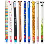Legami Bolígrafos de gel borrables – Pack de 9 diseños animales