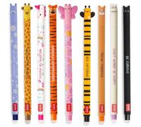 LEGAMI Bolígrafos de gel borrables para coleccionar en juego de 9 unidades, diseño de unicornio, jirafa, conejo, corgi, tigre, mariposa, abeja e hipopótamo