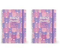 Legami - Cuaderno con espiral de rayas de 7 mm, Teddy Bear, Large, tamaño A4, papel certificado FSC, contiene 1 hoja de adhesivos, 160 páginas, cierre elástico, 15 x 21 cm (Paquete de 2)