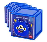 Legami - Cutie Cubes Caja de escritorio modular, Monster, organizador de escritorio, almacenamiento, hoja de pegatinas incluida, apilable, multifuncional, ABS, 90 x 90 x 100 cm (Paquete de 4)