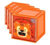 Legami - Cutie Cubes Caja de escritorio modular, Tiger, organizador de escritorio, almacenamiento, hoja de pegatinas incluida, apilable, multifuncional, ABS, 90 x 90 x 100 cm (Paquete de 4)