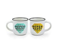 Legami - Espresso For Two, 2 tazas de café de porcelana New Bone China, capacidad 50 ml, tema Mum and Dad, lavables en lavavajillas, aptas para microondas