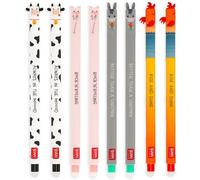 LEGAMI Farm Sweet Farm - Juego de 8 bolígrafos de gel borrables con tinta termosensible borrable, negro, rosa, verde, rojo, borrado sin usar el papel, punta de 0,7 mm