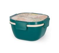 Legami - Fiambrera Travel, 1 tenedor, 1 bandeja con compartimentos, 1 recipiente para especias extraíble incluido, capacidad 1700 ml, 19 x 10,7 x 19 cm