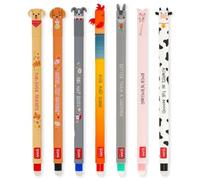 Legami – Juego de 7 bolígrafos gel borrables Fur-ever Friends + Farm Sweet Farm, tinta de colores, 0,7 mm