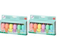 Legami HC0001 - Juego de 6 minimarcadores de mano, para trazos finos y gruesos, color pastel, secado rápido (Paquete de 2)