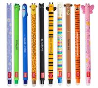 Legami – Juego de 10 bolígrafos de gel borrables, punta 0,7 mm, varios colores y motivos de animales