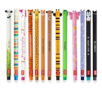 LEGAMI Juego de 13 bolígrafos de gel borrables multicolor: panda, llama, unicornio, tigre, jirafa, corgi, peluche, abeja, dinosaurio, mariposa, hippo, pingüino y gatito