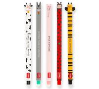 Legami – Juego 5 bolígrafos gel borrables, tinta termosensible, punta 0,7 mm, diseños animales