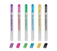Legami - Juego de 6 mini bolígrafos de gel con purpurina, 0,8 x 10,8 cm, brillo de diamante, diámetro de la punta 1,0 mm, color violeta, dorado, verde, azul, rosa, negro