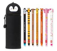 Legami Juego 7 bolígrafos de gel borrables y estuche 2 en 1 – tinta termosensible 0,7 mm (Pingüino)
