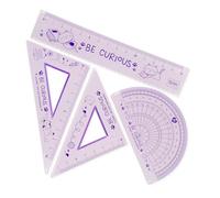 Legami - Juego de geometría, juego con regla de 15 cm, cuadrado de 60° de 10 cm, goniómetro de 180° para la escuela, estuche incluido, material flexible, Tema Kitty
