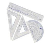 Legami – Juego de geometría: regla 15 cm, escuadra 60°, goniómetro 180°, estuche, flexible – Genius