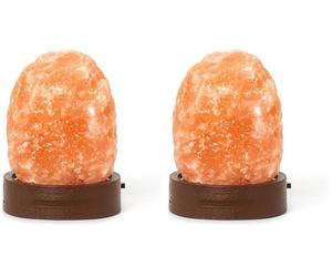 Legami - Lámpara de sal del Himalaya, Mini, Ø 7 cm, 300/400 g, cromoterapia, forma natural, efecto luminoso, pilas no incluidas, hecha a mano (Paquete de 2)