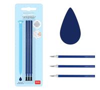 Legami Recambio bolígrafo gel borrable – 3 piezas, 13 cm, tinta termosensible azul, punta 0,7 mm