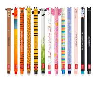 Legami – Set 13 bolígrafos gel borrables, tinta termosensible y colores, punta 0,7 mm, animales