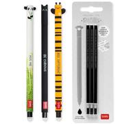 Legami – Set 3x bolígrafos gel borrables tinta termosensible +3 recambios negros, punta 0,7 mm