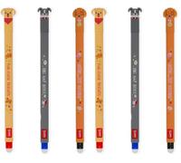Legami - Set de 3 Bolígrafos Gel Borrables Fur-ever Friends, Bolígrafos con Tinta Borrable Termosensible, Negro, Azul, Rojo, Borrar Sin Consumir la Hoja, Punta 0,7 mm (Paquete de 2)