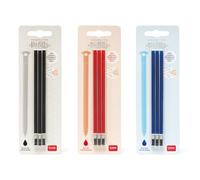 Legami – Recambios para bolígrafos de gel borrables – Set 3 – Negro, rojo y azul – 0,4 cm – 13 cm