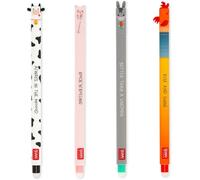 Legami - Set 4 bolígrafos de gel Farm Sweet Farm - tinta termosensible, 0,7 mm, negro/rosa/verde/rojo