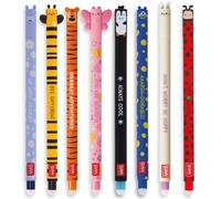 Legami - Set 8 rotuladores gel borrables Tema Animales, punta 0,7 mm, bola en extremo, termosensible