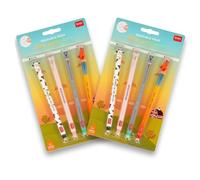 LEGAMI - Set de granja, paquete doble, juego de 4 bolígrafos de gel Farm Sweet Farm con tinta borrable sensible al calor, negro, rosa, verde, rojo, borrable, punta de 0,7 mm