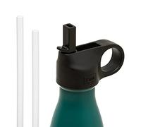 Legami - Tapón de Botella con Boquilla, Sport Lid, 7,8 x 4,5 cm, Apto para su Uso en la Botella térmica de 500 ml, Cierre hermético, 2 pajitas Incluidas, Negro, Talla única