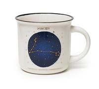 Legami - Taza, Count Your Lucky Stars, Tema Pisces, Taza de Porcelana New Bone China, Signo del Zodiaco Laminado en Oro, Apta para Lavavajillas, Capacidad 350 ml