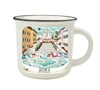 Legami - Taza Cup-puccino, Tema Roma, de Porcelana New Bone China, Taza Desayuno, Ciudades del Mundo, Taza Café Té, Apta para Lavavajillas, Diámetro 10 cm, Capacidad 350 ml