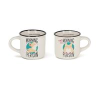 Legami - Tazas de café expreso For Two, juego de 2 tazas de café de porcelana New Bone China, taza de café lavable en lavavajillas, tema Corgi Morning Person, diámetro 5,5 cm, capacidad 50 ml
