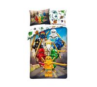 Halantex Juego de cama Lego Ninjago Team - Funda nórdica reversible 140 x 200 cm + funda de almohada - 100% algodón