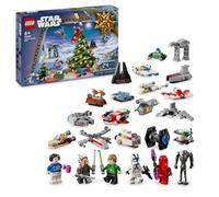 LEGO Star Wars Calendario de Adviento 2024 con 18 Mini Juguetes Coleccionables, 6 Minifiguras de Princesa Leia y Ahsoka Tano, Regalo Pre-Navideño para Niños y Niñas Fans de 6 Años o Más 75395