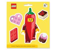 LEGO Sticker - Chili Pepper (53820), San Valentín, 5 pegatinas, 1 hoja, para botella de agua, portátil, cuaderno