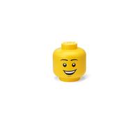 Room Copenhagen Contenedor apilable LEGO Storage Head Mini Happy Boy para juguetes con tapa