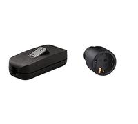 legrand 040194E Interruptor Estrecho De Paso Para Lámpara, 250 V, Negro + 050179 Base De Enchufe Móvil, 3680 W, 230 V, Negro