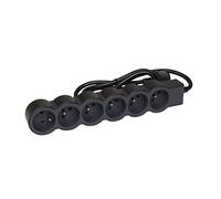 Legrand 049486 - Alargador multitoma Extra-Plate con 6 Tomas de Corriente con Tierra con Cable de 1,5 m, Color Negro y Gris Oscuro