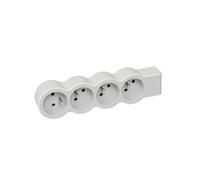 Legrand 049497 - Alargador multitoma Extra Plano con 4 Tomas de Corriente con Tierra para cablear, Blanco y Gris Claro