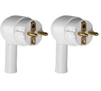 Legrand, 050175 Bases y cavijas - Enchufe macho con rotación del cabezal de 120º, gama ‘Confort’, clavija 2 polos+tierra 16A, 230V, color blanco. (Paquete de 2)