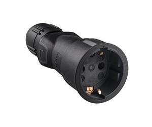 Legrand, 050341 Bases y clavijas - Base de enchufe profesional con prensaestopas en caucho negro, entrada con toma de tierra, base 2 polos+tierra 16A
