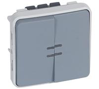 Legrand 069519 - Interruptor de encendido y apagado luminoso + pulsador inversor NO+NF luminoso impermeable Plexo, compuesto IP55, 10AX, 250 V, gris