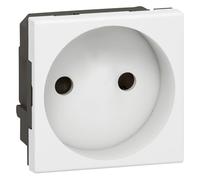 Legrand 077110 Mosaic - Toma de corriente 2P con conexión por bornes automáticos, 2 módulos, color blanco