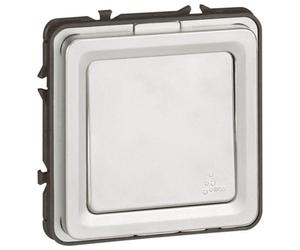 Legrand 077811 Interruptor universal de conexión/desconexión (SL), 1 polo, neutro visible, Soliroc, grado de protección IP55, IK10, color gris