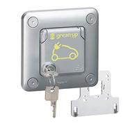Legrand 077898 IP55 IK10 - Toma empotrada con persiana cerrada, acceso verde para vehículos eléctricos, modos 1 o 2, 16 A, 230 V